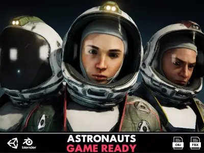 Astronauts - Game Ready man in space suit Low-poly 3D model