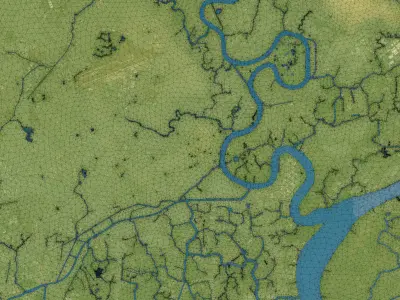 Ho Chi Minh - Topography Terrain Low-poly 3D model