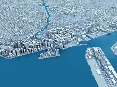 Miami with terrain 3D model