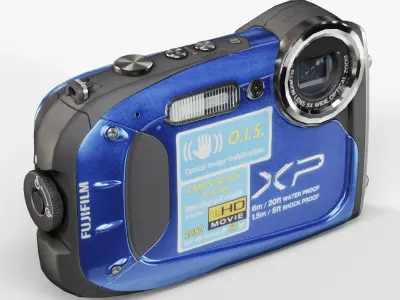 Fujifilm FinePix XP60 Blue rugged and proof digital camera Low-poly 3D model