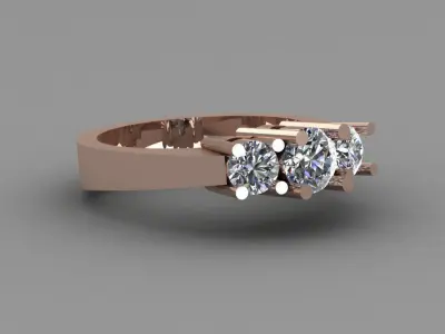 Rose Gold Women Diamond Ring 3D print model 3D print model 62