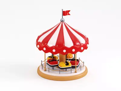 Cartoon Carousel Low-poly 3D model