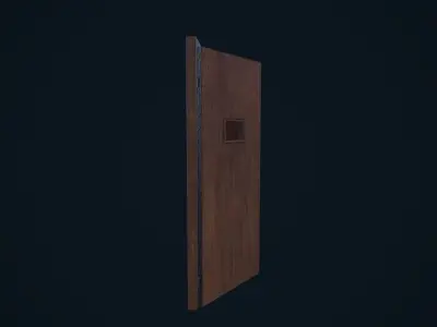 Wooden Door Low-poly 3D model 14