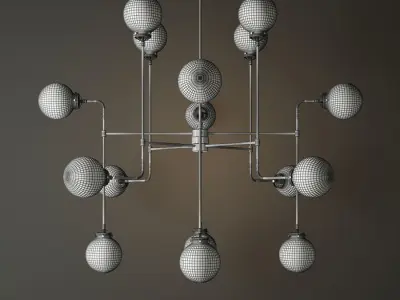 bistro globe clear glass 16 brass milk 3D model