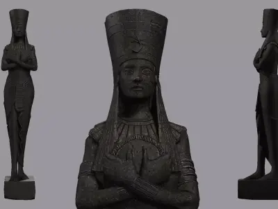Nefertitti Standing Granite Statue Low-poly 3D model
