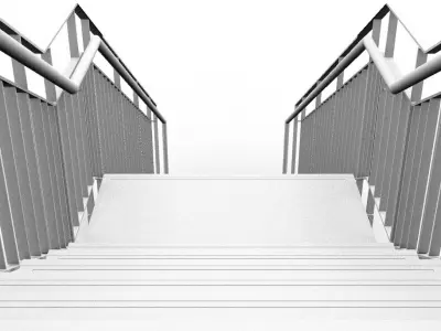 Architectural Staircase with Steel Handrail and Steel Guard 3D model