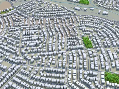 Rio Rancho New Mexico 40km Low-poly 3D model