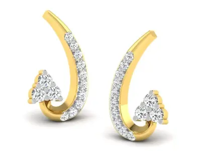 Gold Diamond Women Earring 3D print Model 3D print model 95