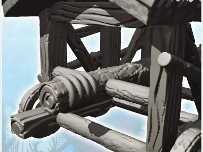 Wooden ram on wheels under roof 1 - Ancient Classic Old Archaic  3D print model