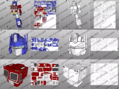 SD G1 Optimus Prime Armor - DIY Cosplay Pepakura Foam Template Low-poly 3D model