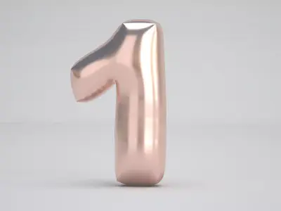 1 Number Balloon Copper 3D model