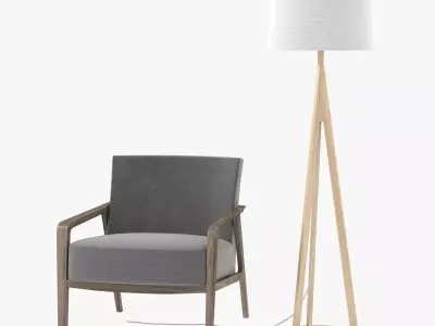 Riva 1920 noble armchair and Jackson Floor Lamp by Crate and Bar 3D model