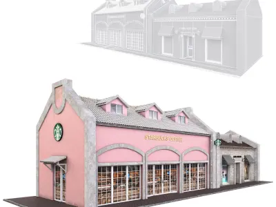 starbucks-building03 starbucks store 3D model