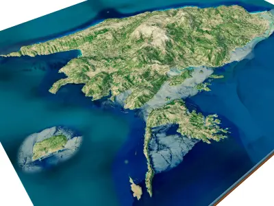 Lefkada island 3d model terrain Low-poly 3D model