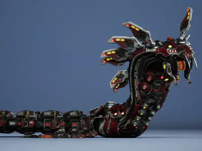 Sci-Fi Snake Low-poly 3D model