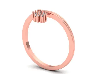 Solitaire Wedding Engagement Women Rings Curve Band Bypass Ring 3D print model