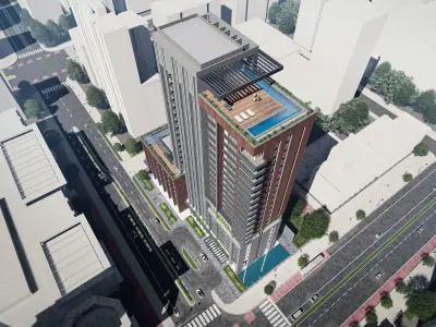 Residential high rise building 3D model 3D model