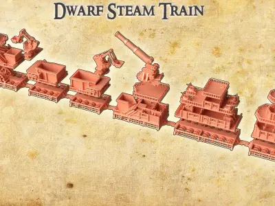 Dwarf Steam Train model 28 mm 3D print model