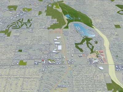 Victorville and Hesperia California USA 70km Low-poly 3D model