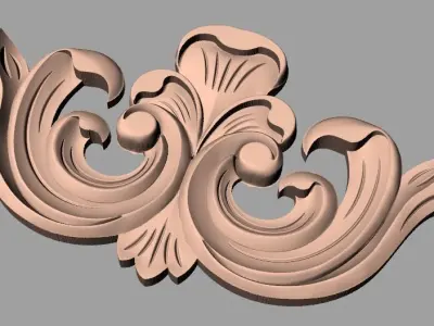 Furniture decorative flower 3D STL model for CNC carving E060 3D model