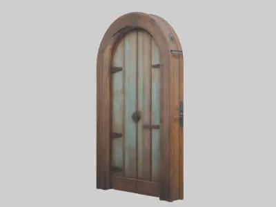 Rustic wooden door model Low-poly 3D model