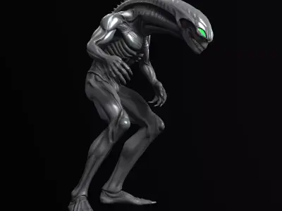 Alien Stalker Sci-Fi Creature Rigged Low-poly 3D model