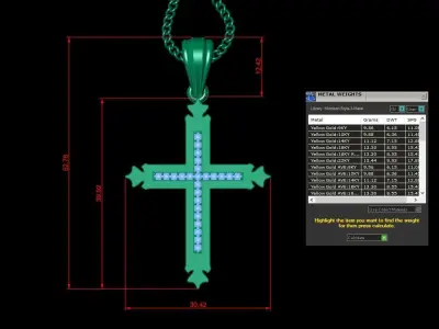 High Cross Pendant Light Gold 18K 4CP013 3D print model