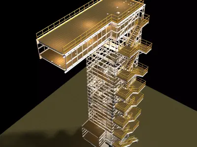 Industrial tower building in structure 26i08 3D model