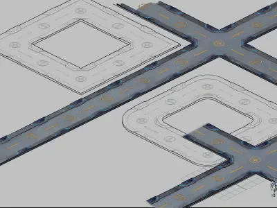 City State Building - Scene Pavement 03 3D model