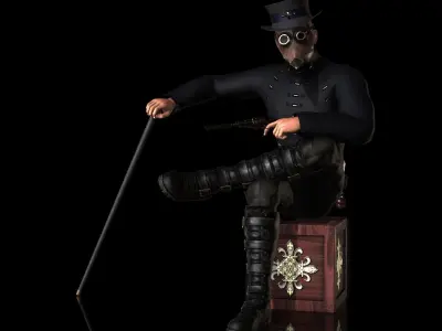 Steampunk Assasin Low-poly 3D model