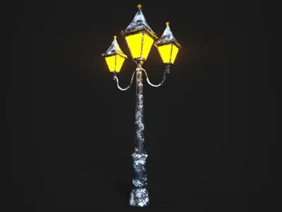 Snowy Victorian Street Lamp Low-poly 3D model