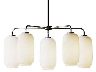 Sculptural Glass 5-Light Pebble Chandelier - Milk 3D model