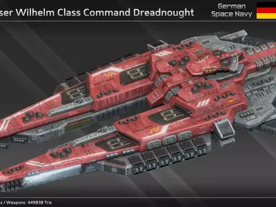 GSN Kaiser Wilhelm Class Command Dreadnought Low-poly 3D model