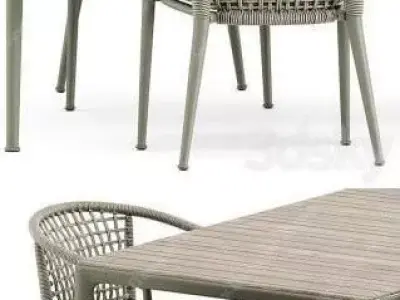 Chair and Outdoor Table 3D model