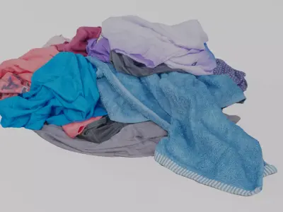 Pile of Clothes 3D Scanned Bright Colors Low-poly 3D model
