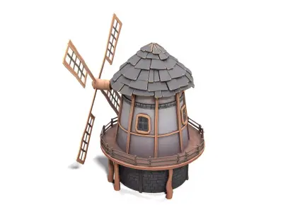 Stylized Windmill 01 PBR Low-poly 3D model