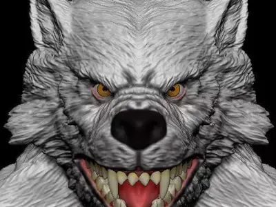 Werewolf wolf head 3D print model