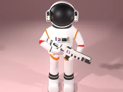 Astronaut Character spacesuit Low-poly 3D model