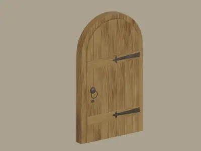 Old Wooden Arch Door 3D model