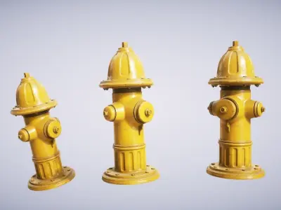 Hydrant Yellow Low-poly 3D model