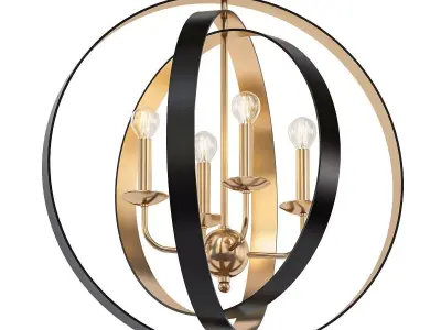 Luna 9 circular chandelier with gold accents 3D model
