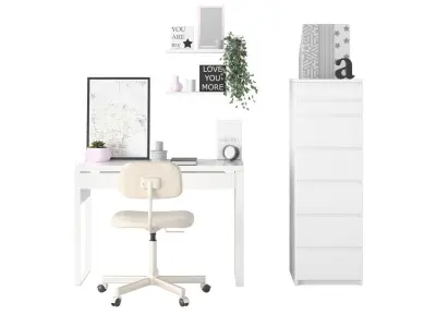 Study D - White on Pink Low-poly 3D model