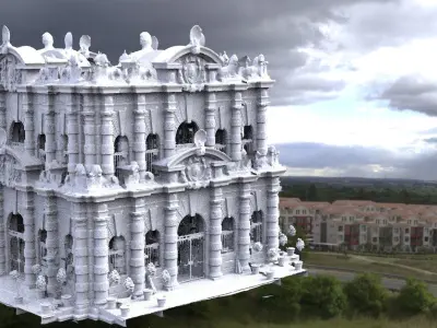 Fantasy architecture Mayan hotel fantasy 1 3D 3D model