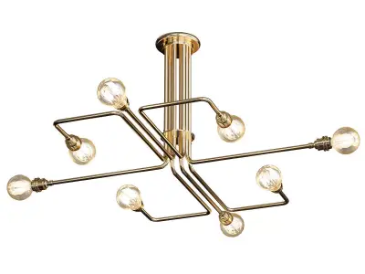 IRBID modern brass chandelier with six light bulbs 3D model