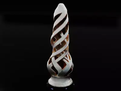 Minimalist Cylinder Sculpture with White Accents Low-poly 3D model