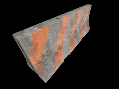 Concrete road barricade Low-poly 3D model