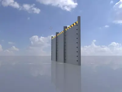 The aluminum flood protection wall measures 2m x 6m Low-poly 3D model