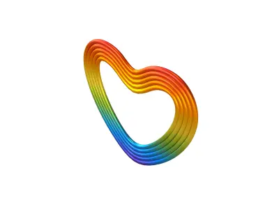 Line Heart Icon v1 014 Low-poly 3D model