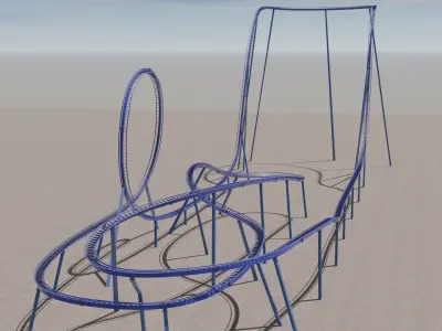Rollercoaster roller coaster at amusement park  Low-poly 3D model