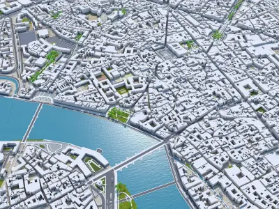 Toulouse France 30km Low-poly 3D model